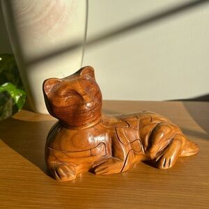 Vintage Wooden 3D Cat Puzzle